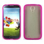 Wholesale Samsung Galaxy S4 Gummy Case (Hot Pink-Clear)